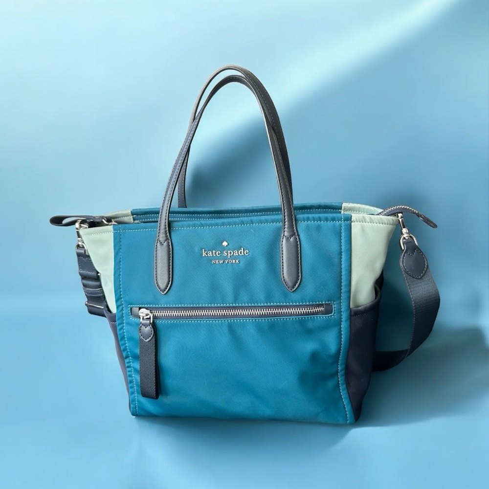 Kate Spade Chelsea Nylon Blue Multicolor Shoulder Satchel Bag NWOT